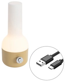 Candeeiro de mesa de exterior dourado com branco, com LED recarregável IP44 - Haard