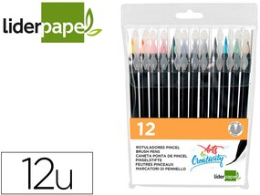 Marcador Ponta Pincel Extra Suave Caixa 12 Unidades Cores Sortidas
