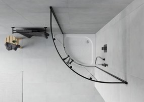Mexen Rio cabine de duche semicircular 70 x 70 cm, transparente, preta + base de duche, branco - 863-070-070-70-00-4710