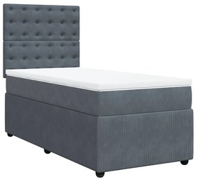 Cama com molas/colchão 90x200 cm veludo cinza-escuro
