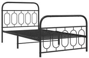 Estrutura de cama com cabeceira e pés 100x190 cm metal preto