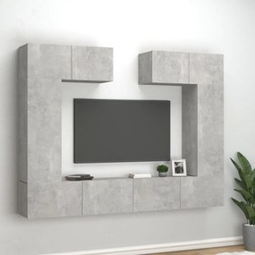 Conjunto móveis de TV 6 pcs madeira processada cinzento cimento