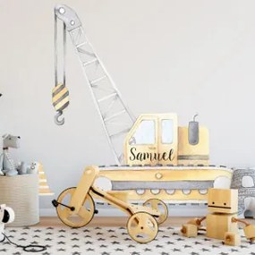 Autocolante aguarela têxtil para menino - Grua
