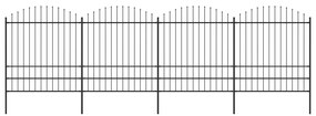 vidaXL Cerca de jardim com topo em lanças (1,75-2)x6,8 m aço preto