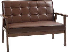 Sofá de 2 Lugares "Vintage Chester" - Couro PU - 115x70x81 cm - Castan