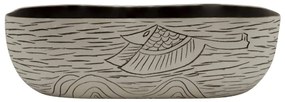 Lavatório bancada retang. 48x37,5x13,5 cm cerâmica cinza/preto
