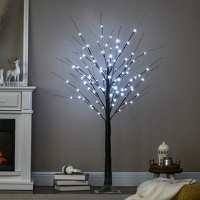 Árvore luminosa LED 150 cm decoração luminosa em branco frio - 96 LEDs - uso interior - decoração de Natal para o quarto e a casa, em castanho