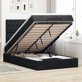 Estrutura de cama otomana com colchão preto 120x190 cm tecido