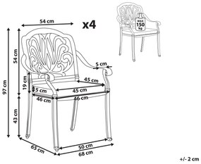 Conjunto de 4 cadeiras de jardim em alumínio branco ANCONA Beliani