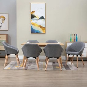 vidaXL Cadeiras de jantar 6 pcs tecido cinzento-claro