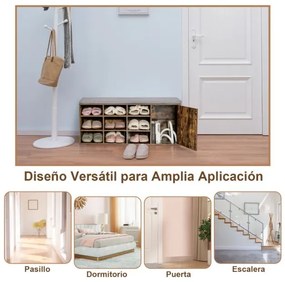 Banco Sapateira 110,5 x 30 x 49 cm para Sapatos de 3 Níveis com Almofada Acolchoada Removível Castanho