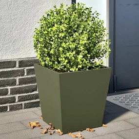 vidaXL Vaso/floreira de jardim 2 pcs 40x40x40 cm aço verde azeitona