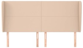 Cabeceira cama c/ abas couro artif. 183x23x118/128cm cappuccino