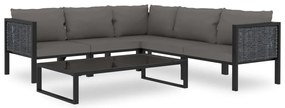 6 pcs conjunto lounge de jardim c/ almofadões vime PE antracite