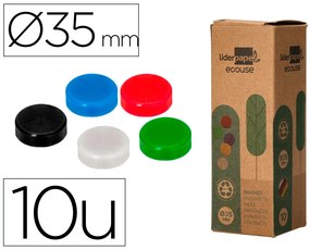 Iman de Sinalização Ecouse Pp Reciclado para Quadro Magnético 35 mm Caixa de 10 Unidades Cores Sortidas