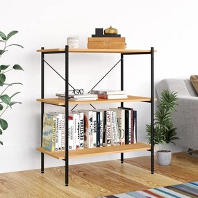 vidaXL Unidade com 3 prateleiras 80x40x92 cm preto/cor de carvalho