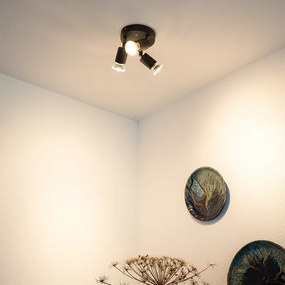 Projetores industriais pretos inclináveis redondos 3 luzes - Jeany