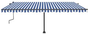 Toldo retrátil manual independente 500x350 cm azul e branco