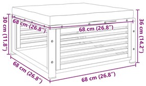 Banco de jardim com almofadão 68x68x30 cm acácia maciça