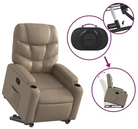 Poltrona reclinável elevatória couro artificial cor cappuccino
