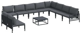 Conjunto de Sofá de Jardim 11 pcs Cinzento-escuro Aço