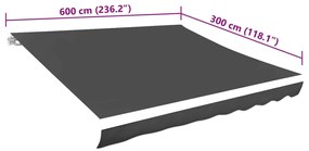Lona para toldo antracite 600x300 cm