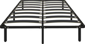 Estrutura de Cama 160x200 cm (COLCHÃO NÃO INCLUIDO) com Espaço de Armazenamento Abaixo e Ripas de Álamo Fácil de Montar Carga 350 kg Preto