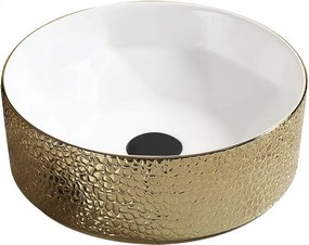 Mexen Clarisa lavatório de bancada 41 x 41 cm, branco/dourado - 22074153