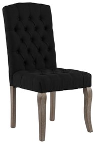 Cadeiras de jantar 2 pcs tecido aspeto linho preto - 183911