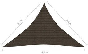 Para-sol estilo vela 160 g/m² 3,5x3,5x4,9 m PEAD castanho
