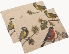 Individuais de mesa em linho Small Birds, conjunto de 2