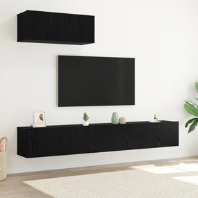 Conjunto de Armário de TV de 3 Peças Montado na Parede Carvalho Preto