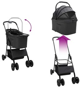 Carrinho de Pet Dobrável Preto 81 x 47 x 99 cm Tecido Oxford