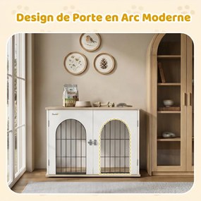 Gaiola para cães, móvel 80 x 56 x 59 cm, gaiola interior para cães em forma de arco com porta dupla, que também serve como mesa auxiliar, em metal, br