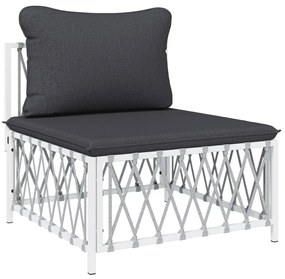 5 pcs conjunto lounge de jardim com almofadões aço branco