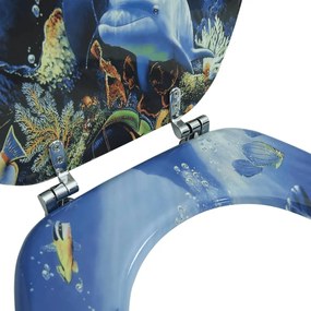 Assento de sanita com tampa MDF design golfinhos