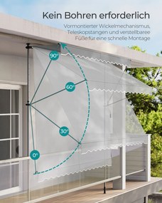 Toldo de fixação com manivela 350 x 120 cm cinzento