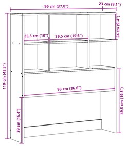 Cabeceira com arrumação 90 cm pinho maciço castanho-mel