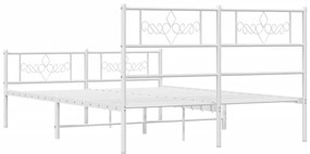 Estrutura de cama com cabeceira e pés 140x190 cm metal branco