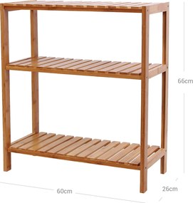 Armario de bambu Multifuncional, plantas, sapateira, casa de banho 60 x 26 x 66 cm natural