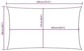 Para-sol vela tecido oxford retangular 2x4,5 m cinza-acast.