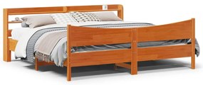 vidaXL Estrutura cama c/ cabeceira 200x200cm pinho maciço castanho-mel