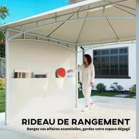 Tenda de jardim3 x 3 m  com teto duplo, cortinas e bolsos de arrumação, gancho de teto, creme