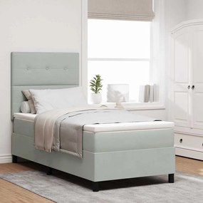 Cama Box Spring vidaXL com Colchão Cinza Claro 100x200 cm Veludo