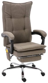 vidaXL Cadeira escritório c/ função massagem tecido cinza-acastanhado
