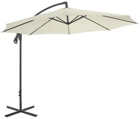 vidaXL Guarda-sol cantilever com poste de aço 300 cm cor areia