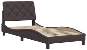 Estrutura de cama sem colchão 90x200 cm tecido castanho-escuro