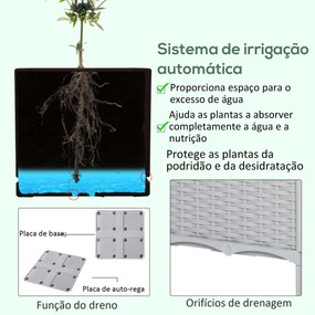 Conjunto de 2 Floreiras Quadradas Floreiras para Flores e Vegetais com Orifícios de Drenagem e Pés Altos 40x40x26-44 cm Cinza