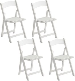HOMCOM Conjunto de 4 cadeiras dobráveis em resina e PU, cadeiras dobráveis portáteis para interior e exterior, 45x44x78cm, branco | Aosom Portugal
