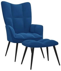 328094 vidaXL Cadeira de descanso com banco veludo azul